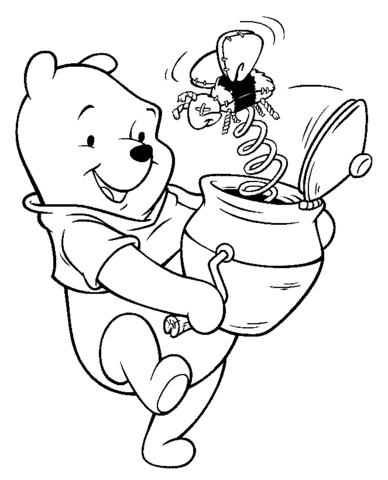 Pooh And Bee Toy Coloring Page